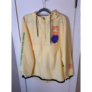 Yellow Hustle Simple Life Sunflower Graphic Quarter Zip Windbreaker Jacket